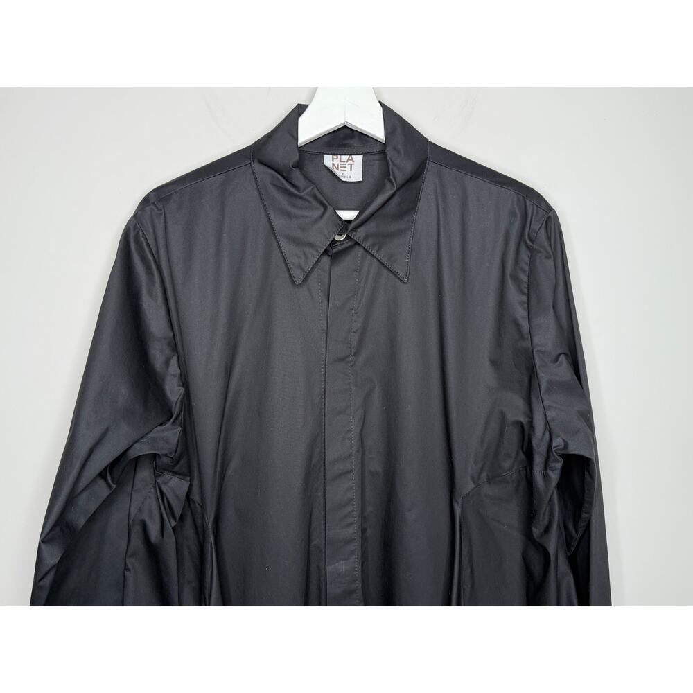 Planet by Lauren G. 100% Cotton Long Sleeve Button-Down Shirt Black 2 (10-14) - Picture 3 of 9